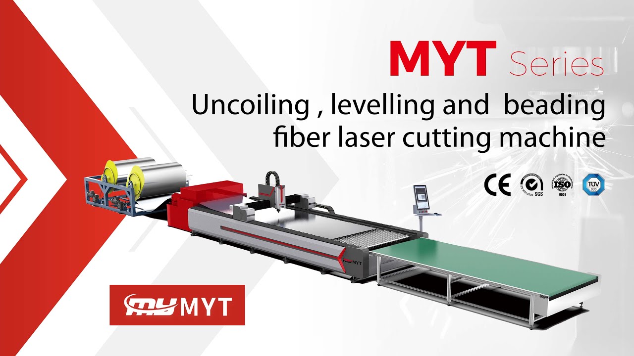 MYT&reg; 6000x1500mm 3KW Uncoiling Levelling Beading Fiber Laser Cutting Machine For HVAC Duct Making
