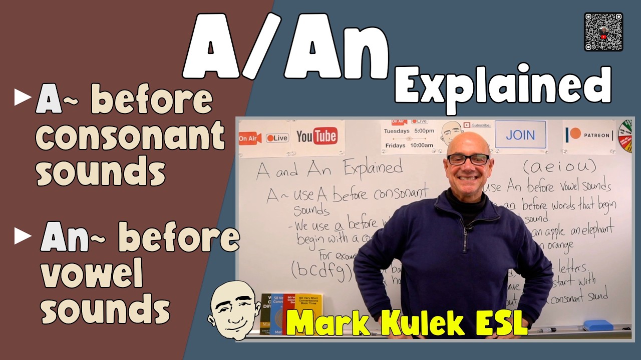 A vs. An - Explained | Speak English with Mark Kulek ESL