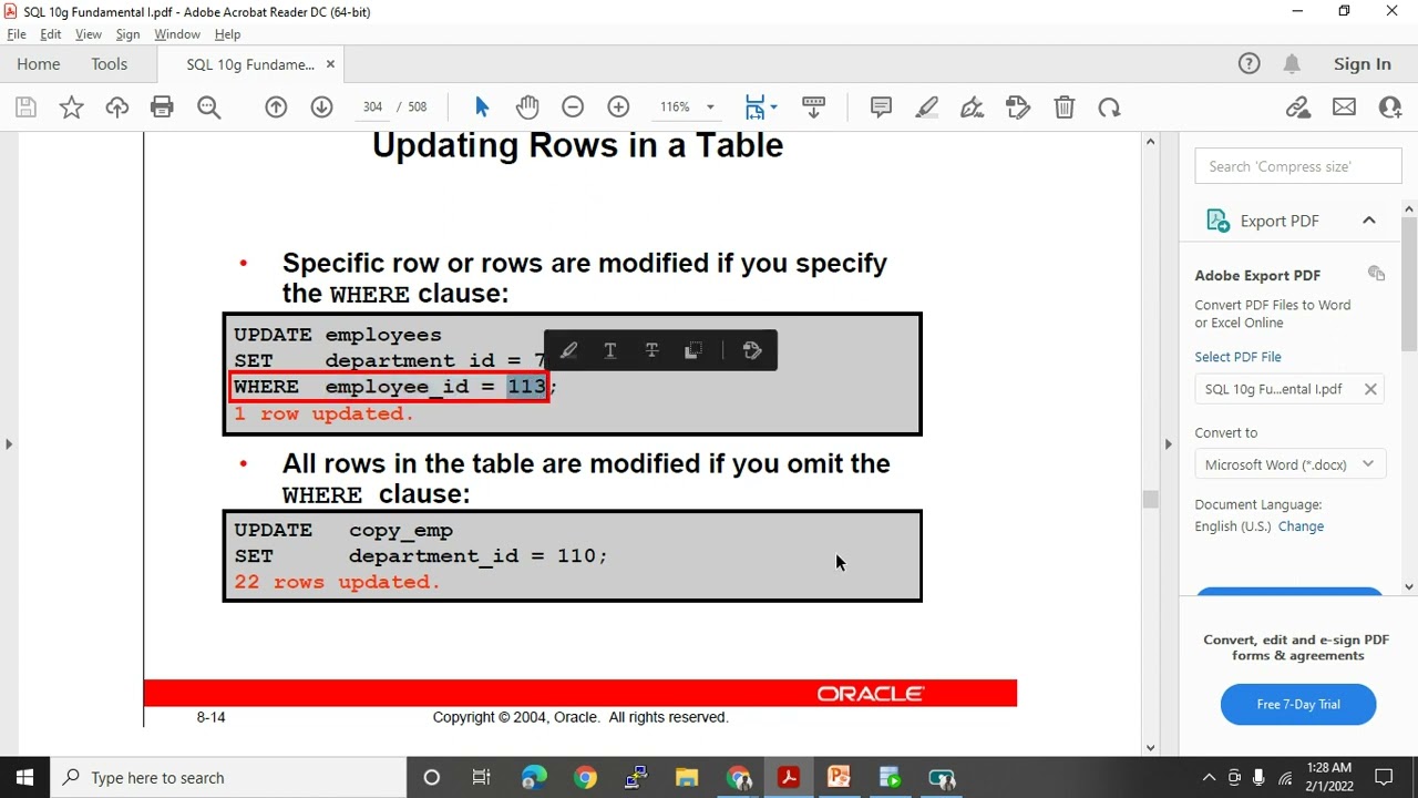 10   Learn update statement of  DML    Basic SQL