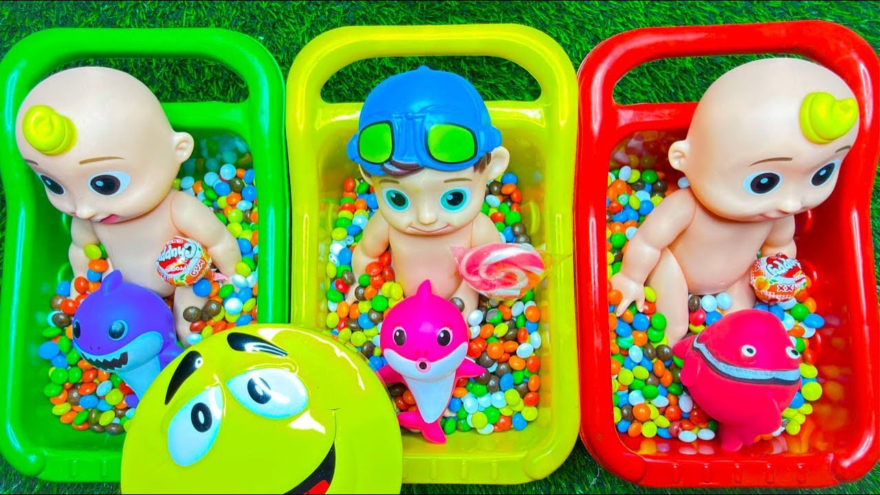 4 Minutes Satisfying Video | Mixing Funny Candy ASMR & Make Up in 3 Bathtubs with Magic   shark song