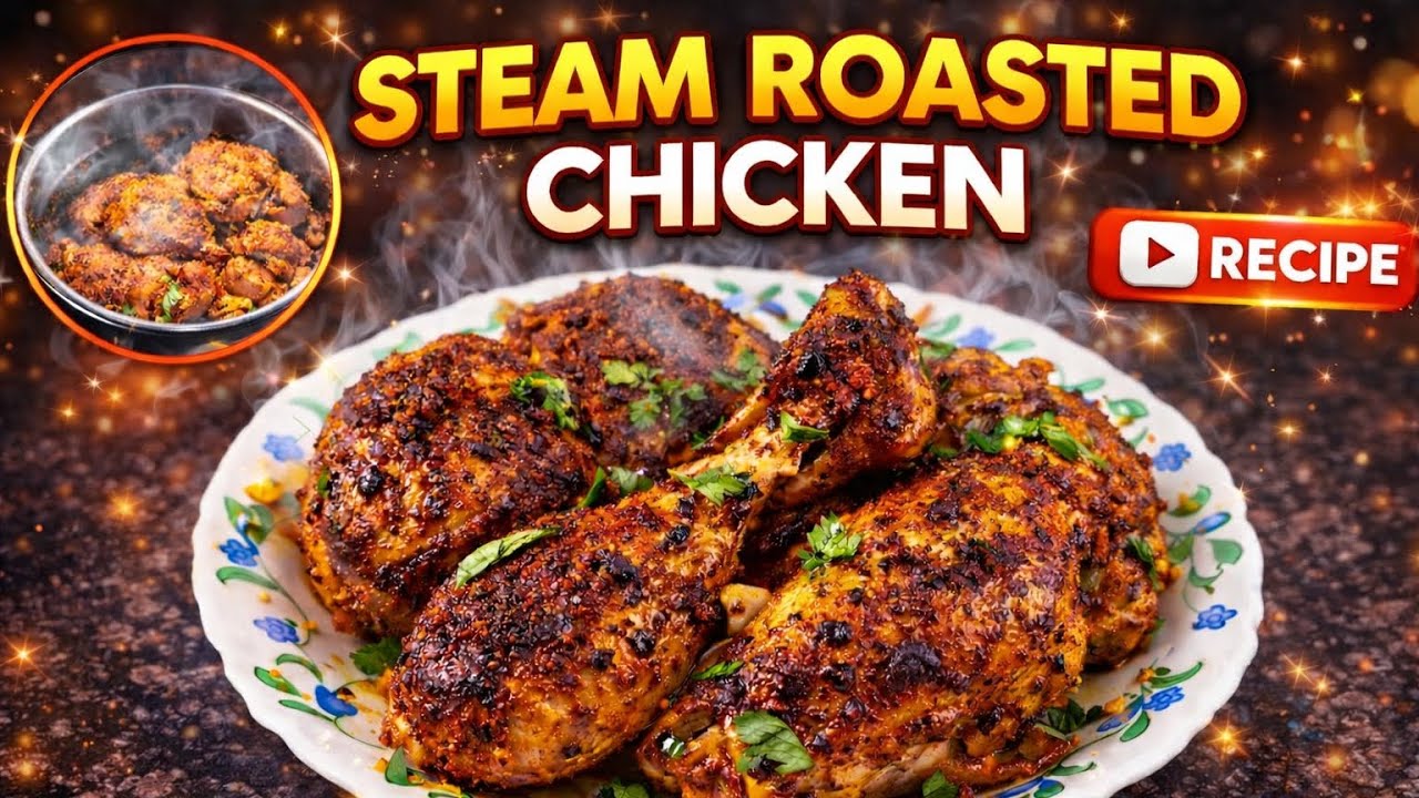 Steam roasted chicken|Home made recipe| spicy and tasty recipe| 😋