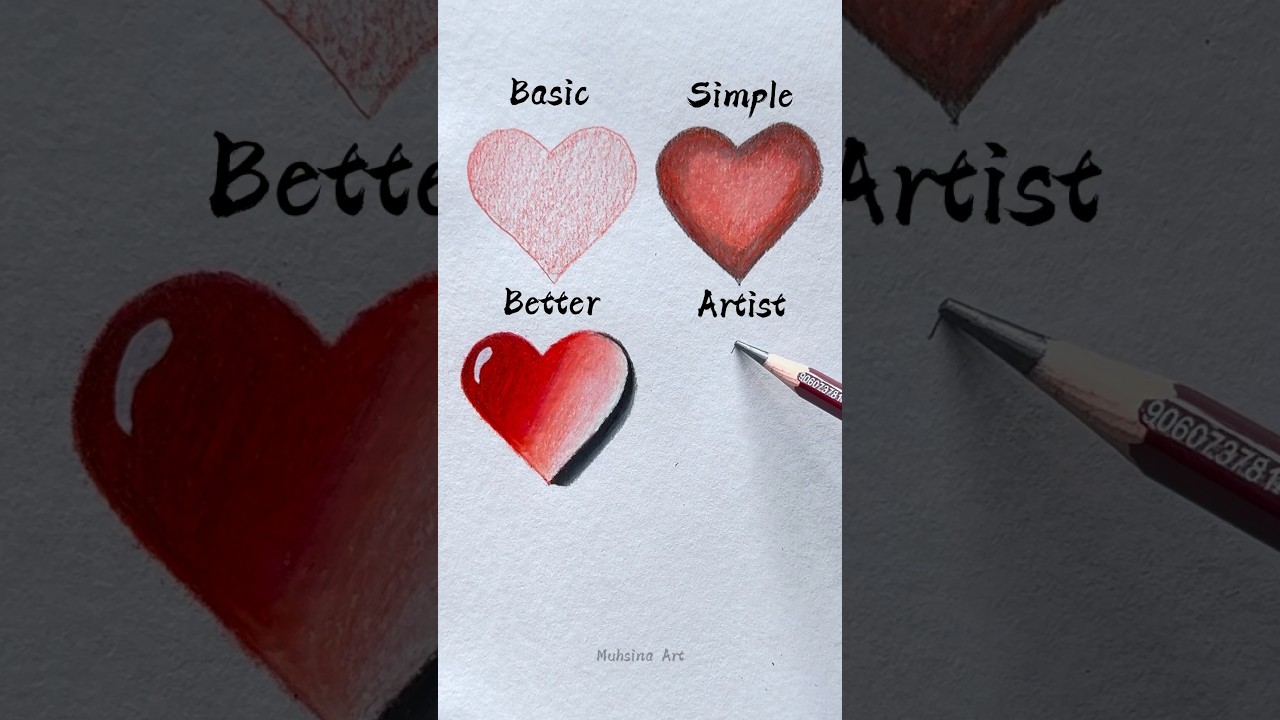 How Good Can a Heart Drawing Get?❤️😱 #shorts #craft #art #drawing #crafts #satisfying