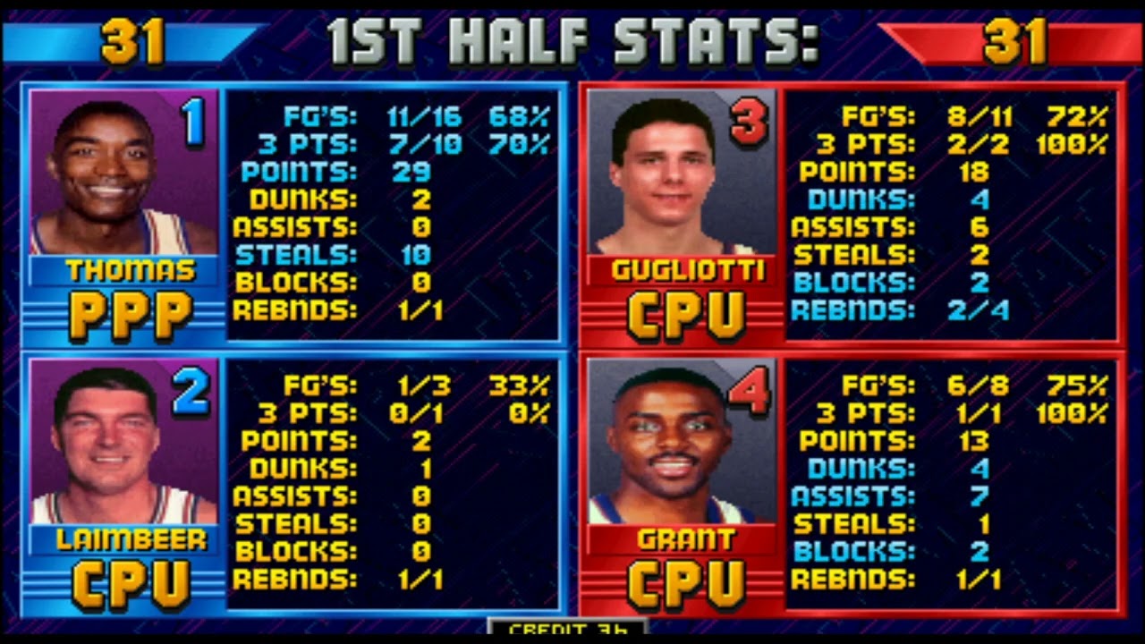 NBA Jam: Detroit Pistons Vs Washington Bullets (MAME) Pistons Season Game 4 (OT Humdinger!!!)