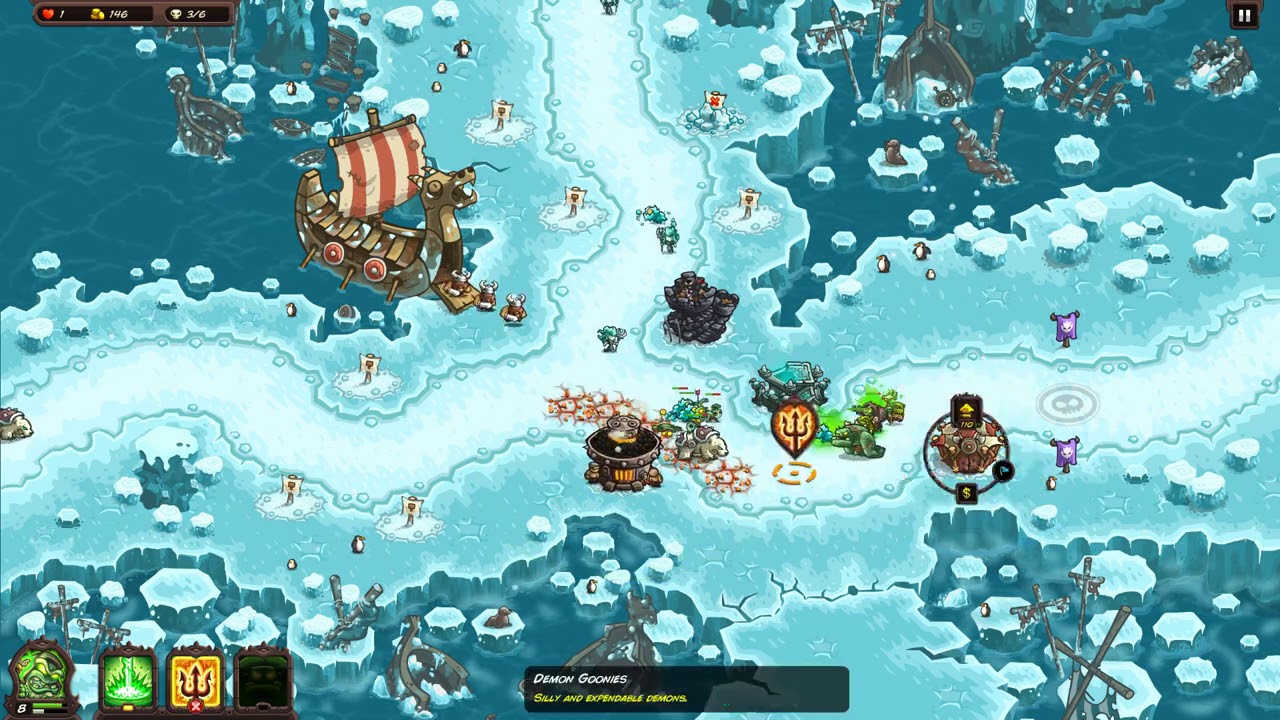 Kingdom Rush Vengeance 8. Frozen Rapids - Heroic Challenge - Veteran