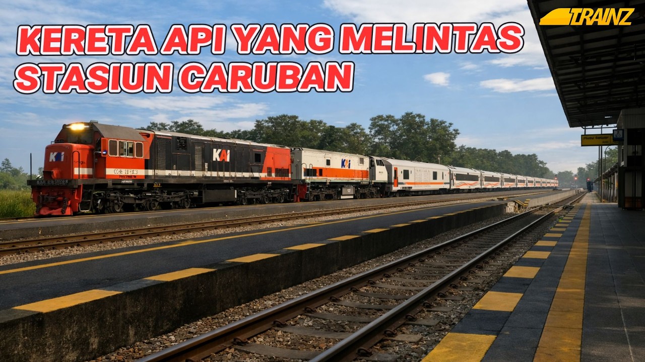 VIDEOIN KERETA PART #1 | MOMEN KERETA API MELINTAS DI STASIUN CARUBAN