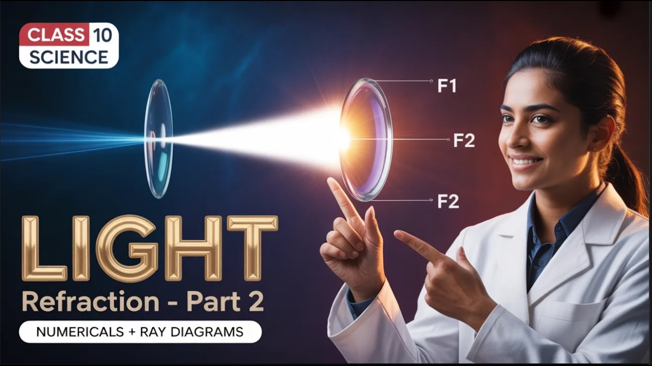 Class 10 Science – Light Refraction Part 2 | Refraction Through Lens & Numericals | Board Exam 2026