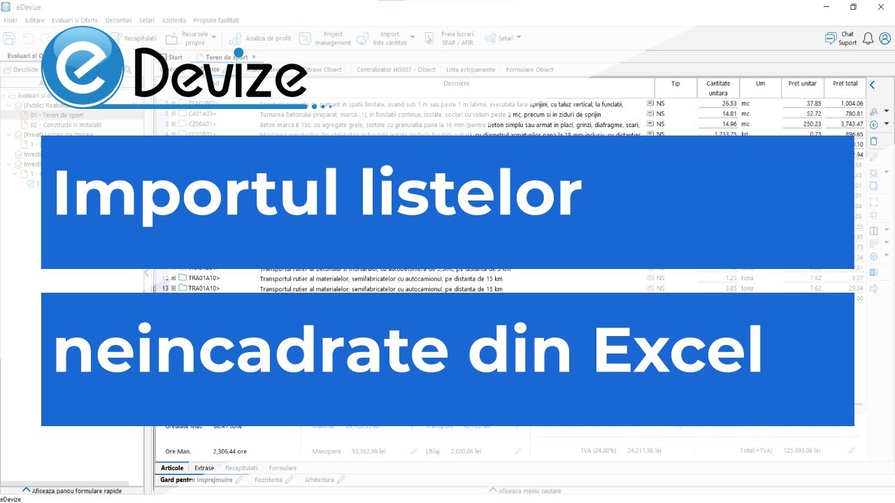 Importul listelor neîncadrate din Excel