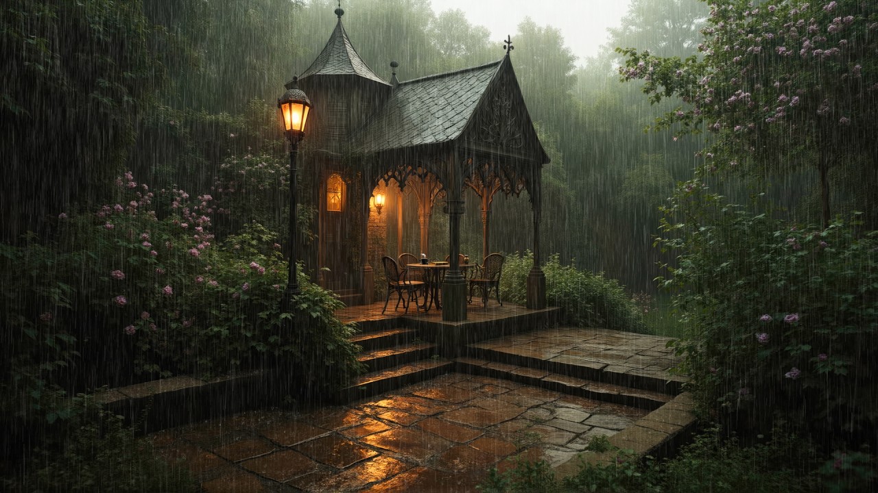 Nostalgic Rain in a Gothic Pavilion — Dark Academia Piano for Deep Focus & Reflection