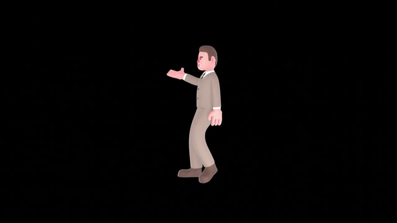 3D Cartoon Lawyer Character Turntable | Angry Attorney Arguing with Strong Gesture