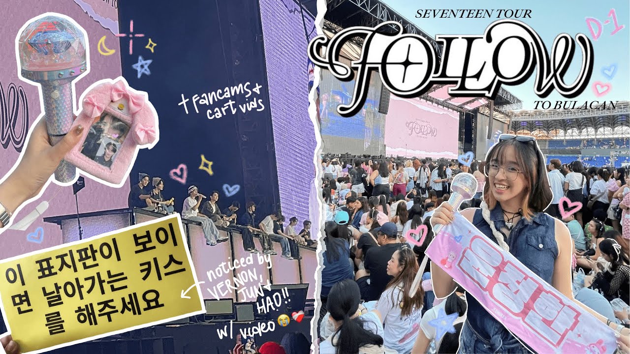 [240113] CARAT VLOG: SEVENTEEN Follow Tour in Bulacan day 1 + VernJunHao noticed my sign + fancams