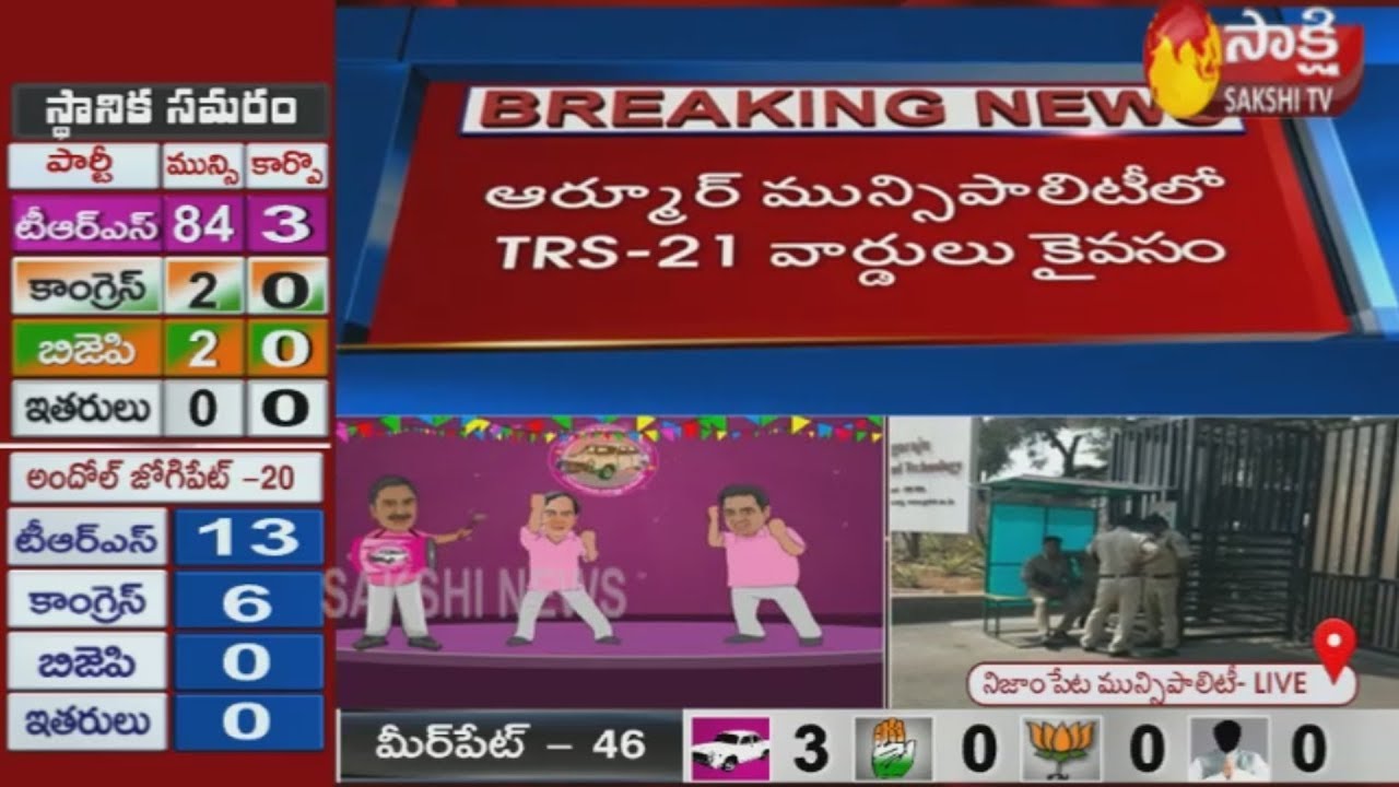 TRS heads for clean sweep | Municipal Elections లో TRS ముందంజ | Sakshi TV
