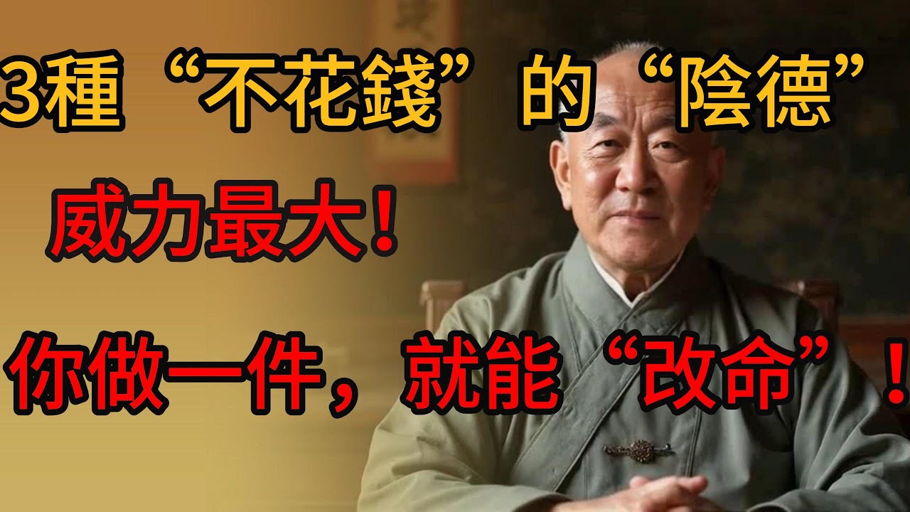 「這3種“不花錢”的“陰德”，威力最大！你做一件，就能“改命”！」