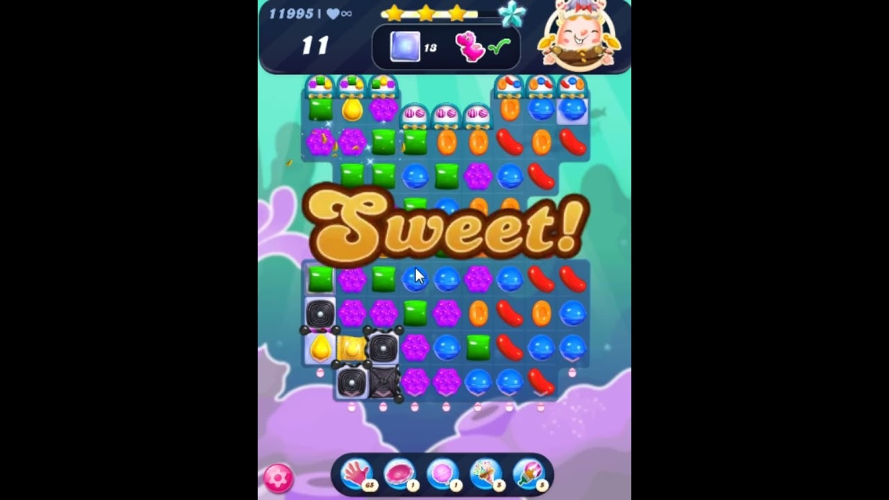 Candy Crush Saga Level 11995 - 3 Stars, 26 Moves Completed, No Boosters