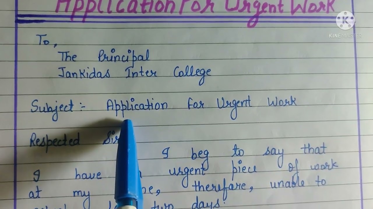 Application For Urgent Work | How to Write an Application for Urgent Work | Urgent Work Application