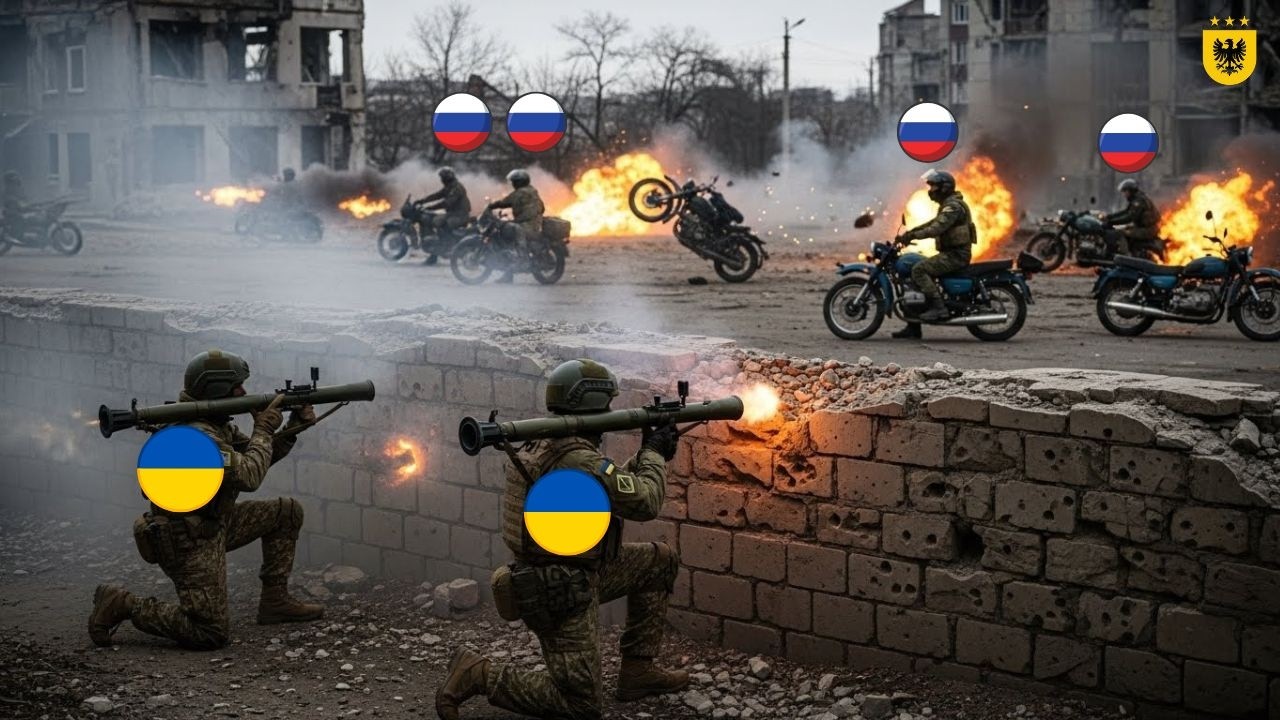 Francotiradores de Azov eliminaron uno a uno a un convoy ruso de motos al entrar en la zona