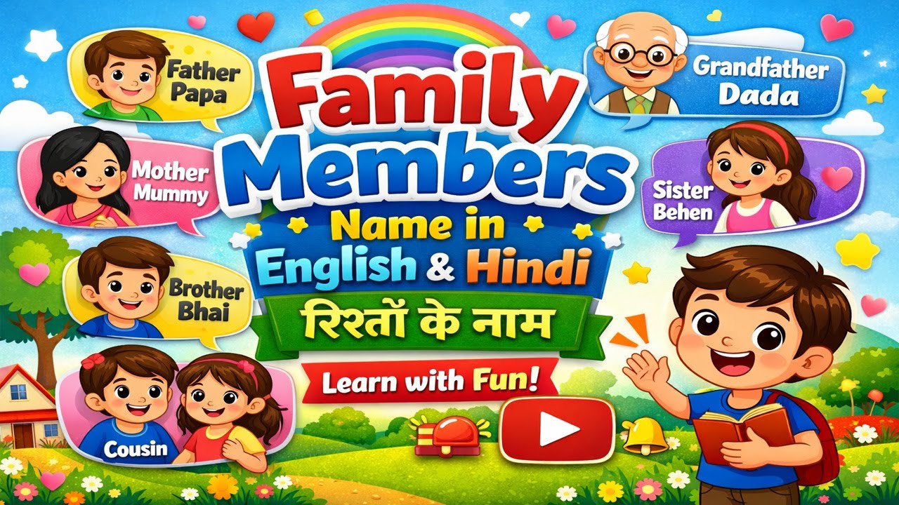 Family Members Name in English and Hindi | Rishton Ke Naam | Vocabulary for Beginners