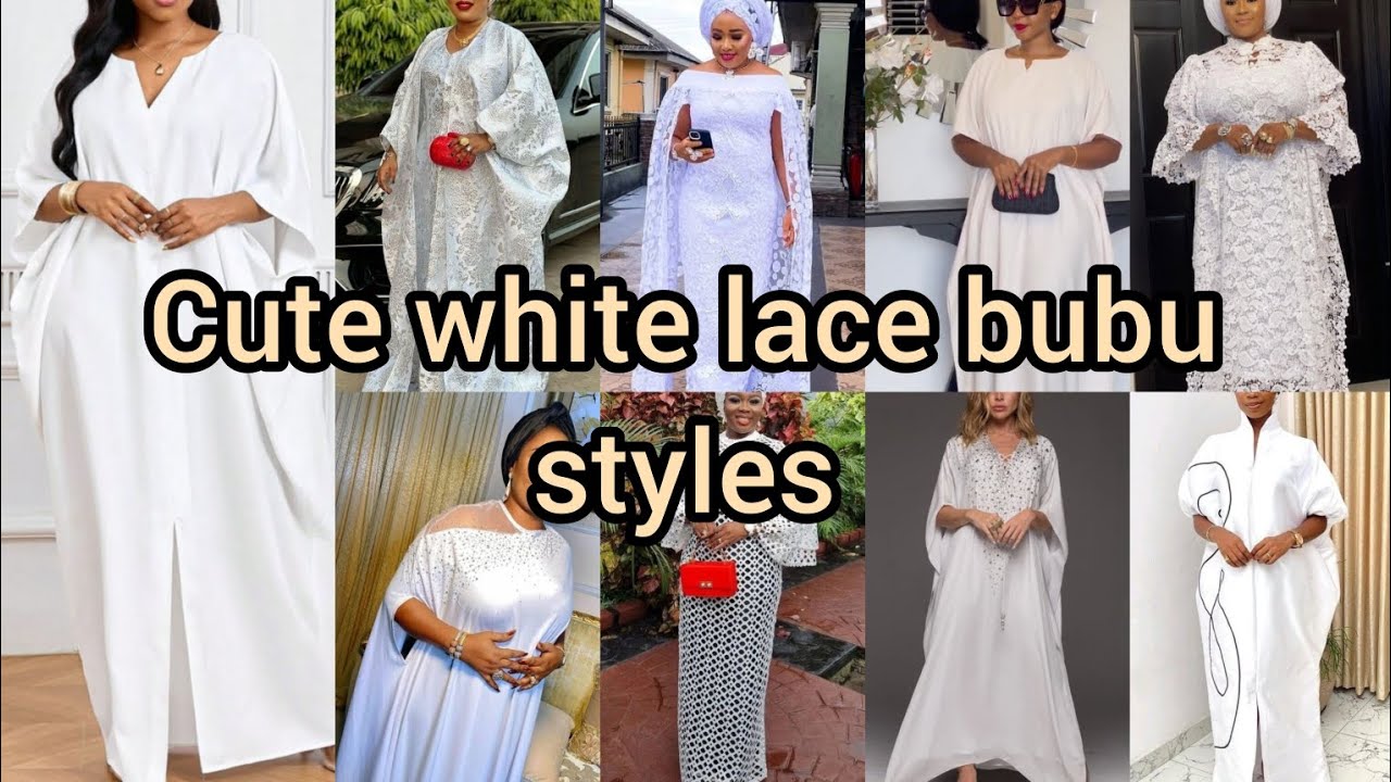 Cute white lace bubu styles for women | African boubou kaftan dresses 2025/2026 | lace bubu kaftan