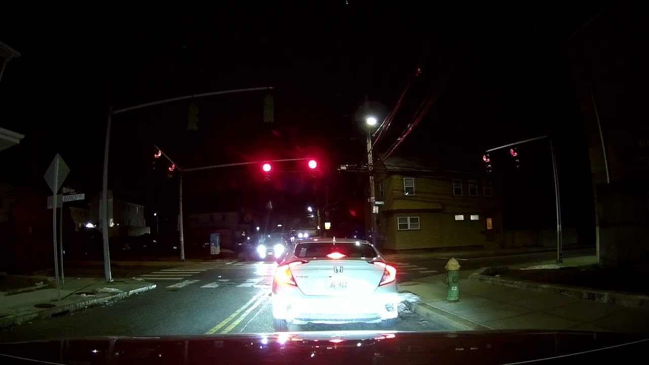 Nighttime drive from Federal Hill in Providence to Lincoln, Rhode Island