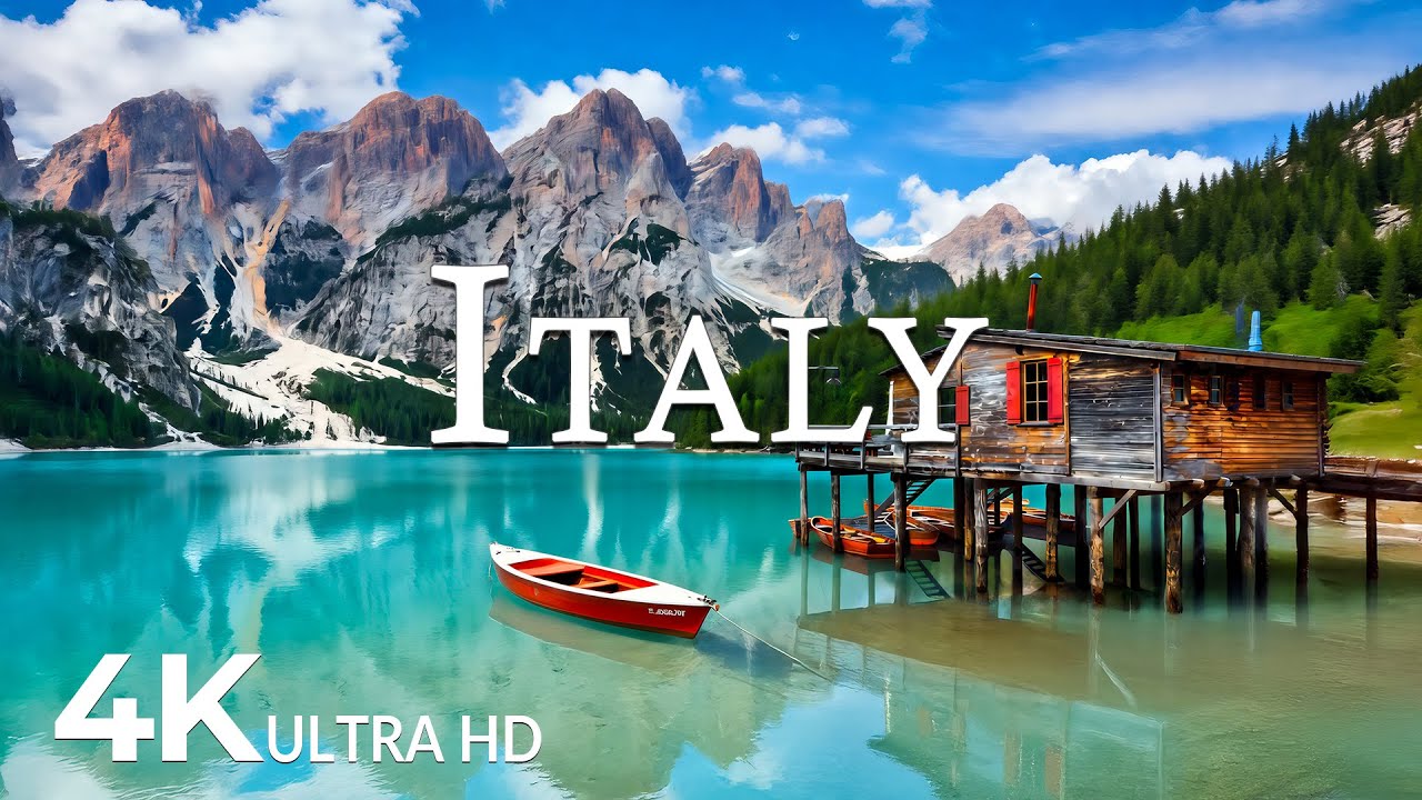 FLYING OVER ITALY (4K UHD) &ndash; Soothing Music Along With Beautiful Nature Video - 4K Video ULTRA HD