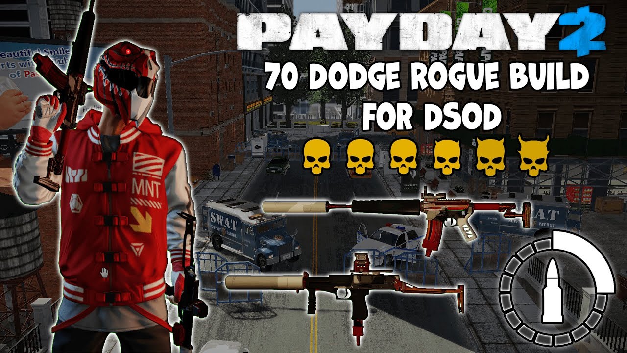 Payday 2 - I rush Heat Street with this 70 Dodge Rogue Build - AMR 16 + Heather SMG Rogue DSOD Build