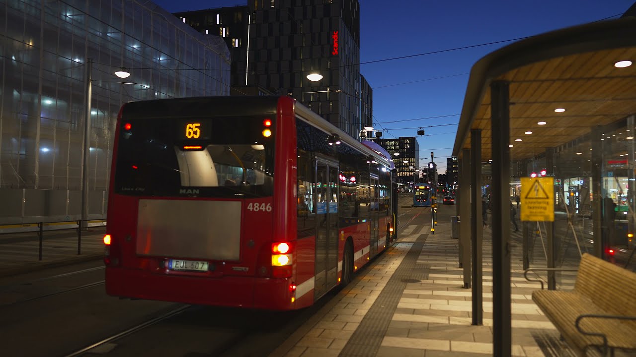 Sweden, Stockholm, bus 65 ride from Skeppsholmen to T-Centralen