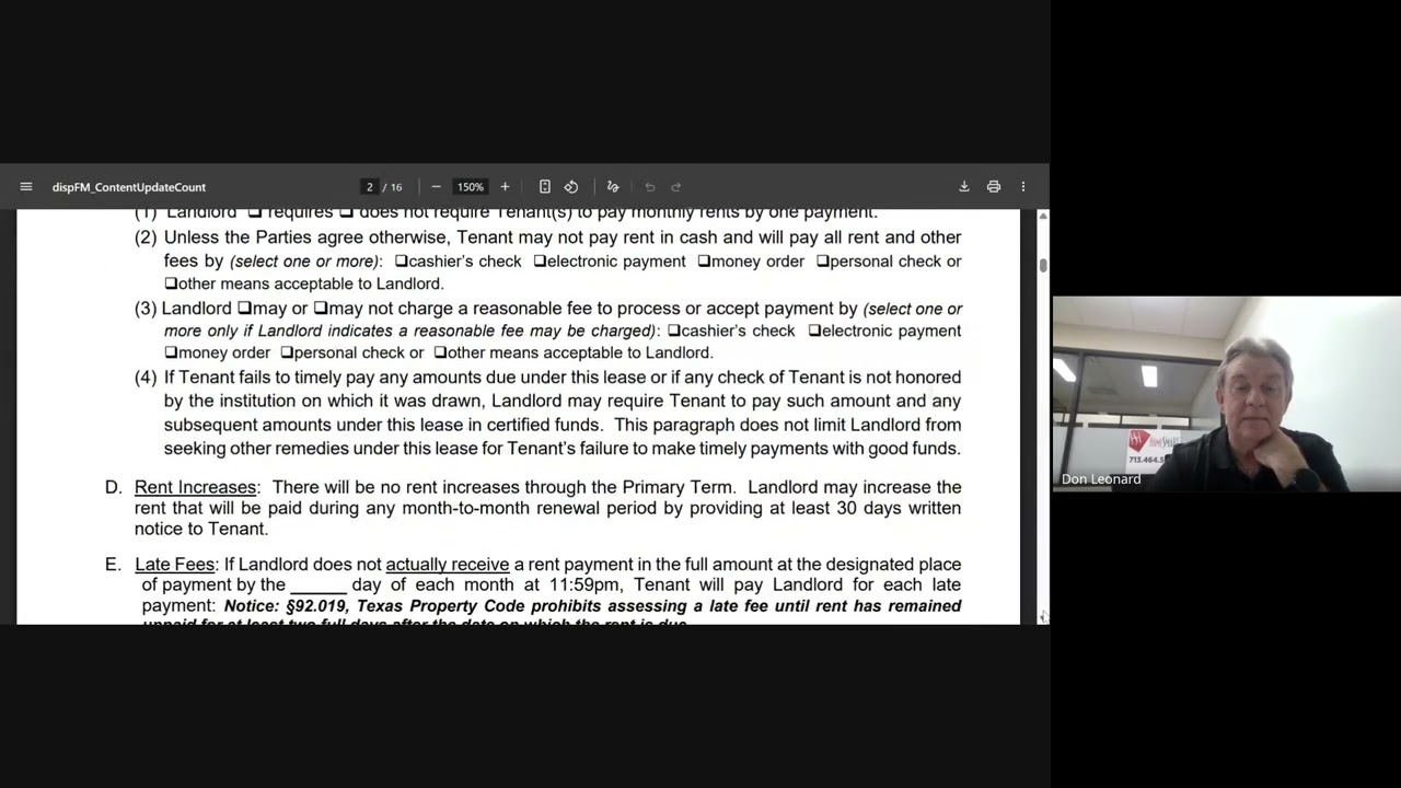 CONTRACTS MASTER CLASS WITH DON  LEONARD-THE TXR 2001 THE RESIDENTIAL LEASE