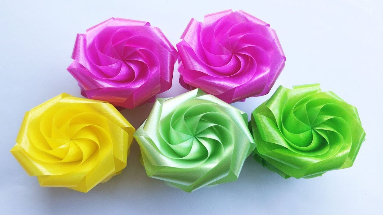 🎀 วิธีพับเหรียญโปรยทาน ดอกกุหลาบบาน แบบที่1 by แม่นิดน้องเค้ก 🎀 ribbon art