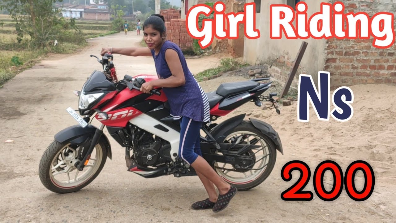 Cute Village Girl Riding Ns 200 || Girl Riding Bike