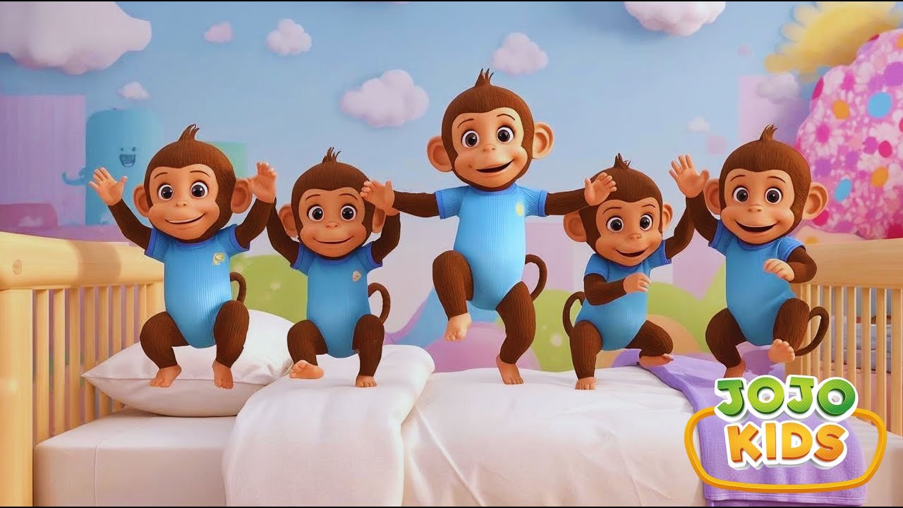 FIVE LITTLE MONKEY  JUMPING ON THE BED/ JOJO KIDS NURSERY RHYMES