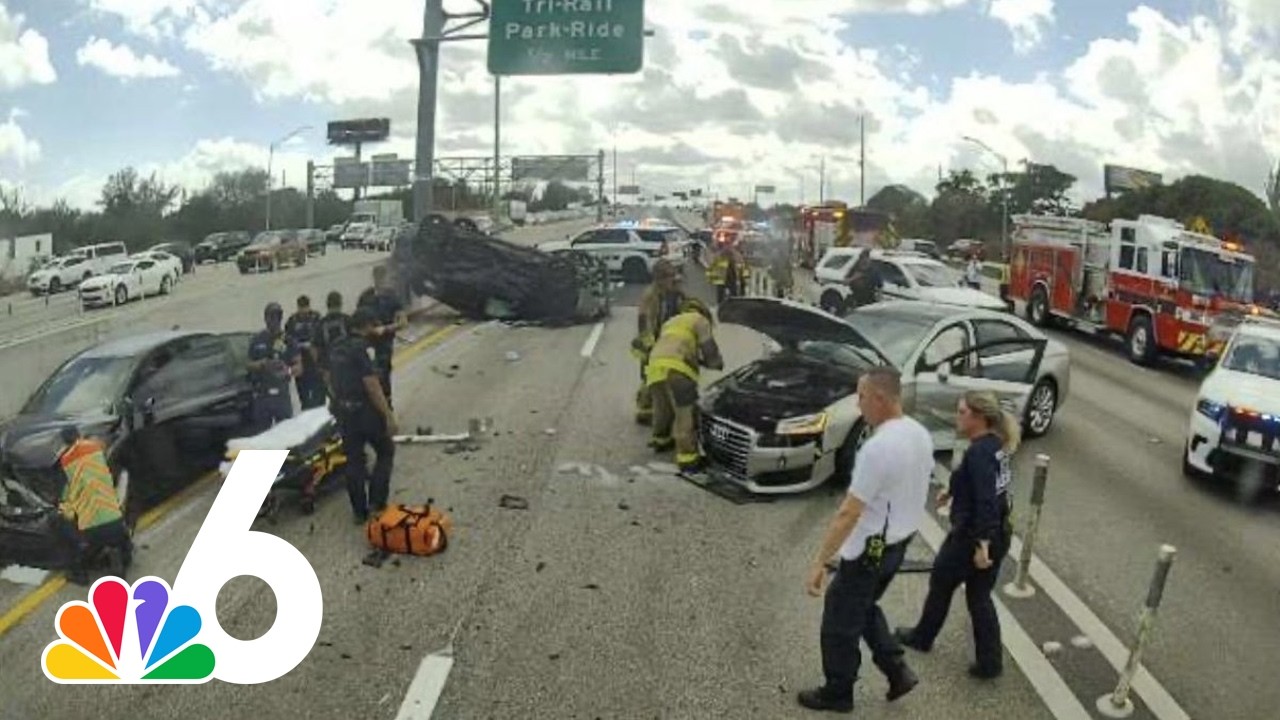 Wild rollover crash on I-95  leaves 3 hospitalized in Florida: Fire Rescue