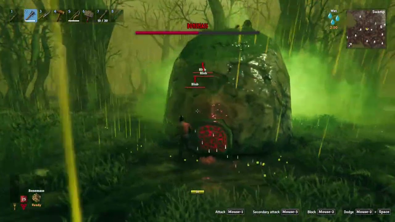 Valheim - Very Hard Difficulty - Bonemass Fight - Melee - No Food/Armor/Mead/Rested