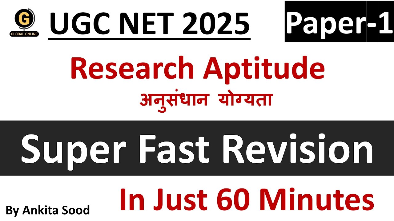 Research Aptitude Full Syllabus Revision for UGC NET 2025 |Paper 1 Most Important Topics Preparation