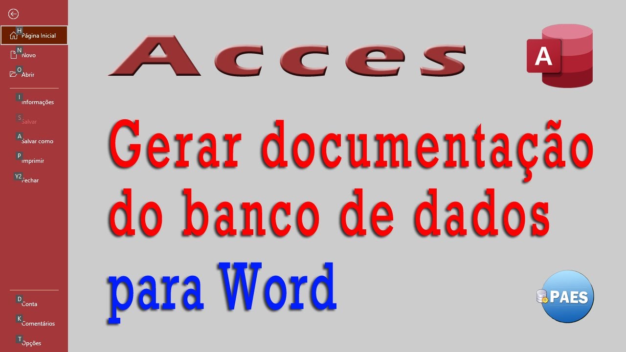 Como gerar uma arquivo e imprimir a estrutura do banco de dados Access.