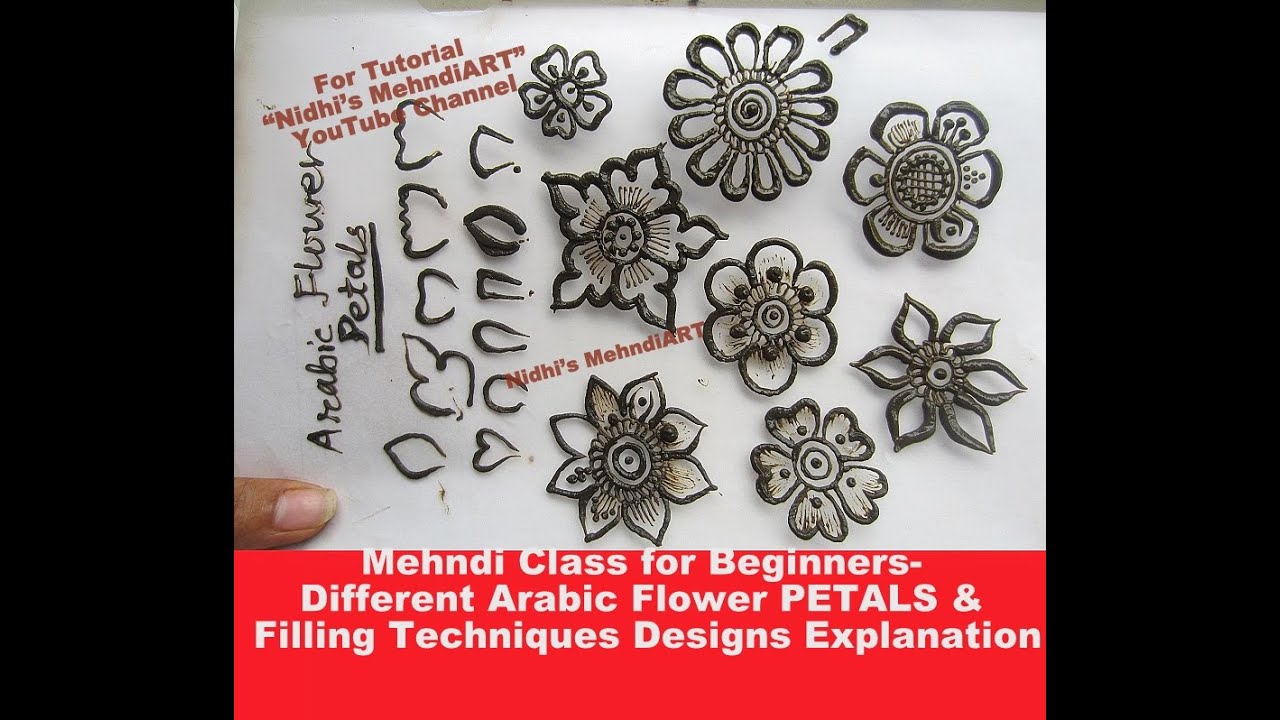 Mehndi Class for Beginners- Different Arabic Flower PETALS & Filling Techniques Designs Explanation