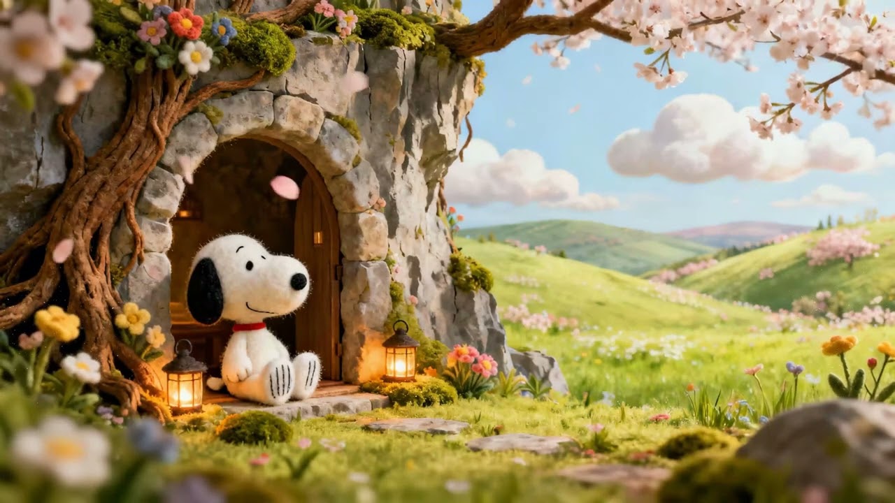 ☀️ Sunlit Spring Hills with Snoopy | Soft Lofi Jazz for Relax & Focus