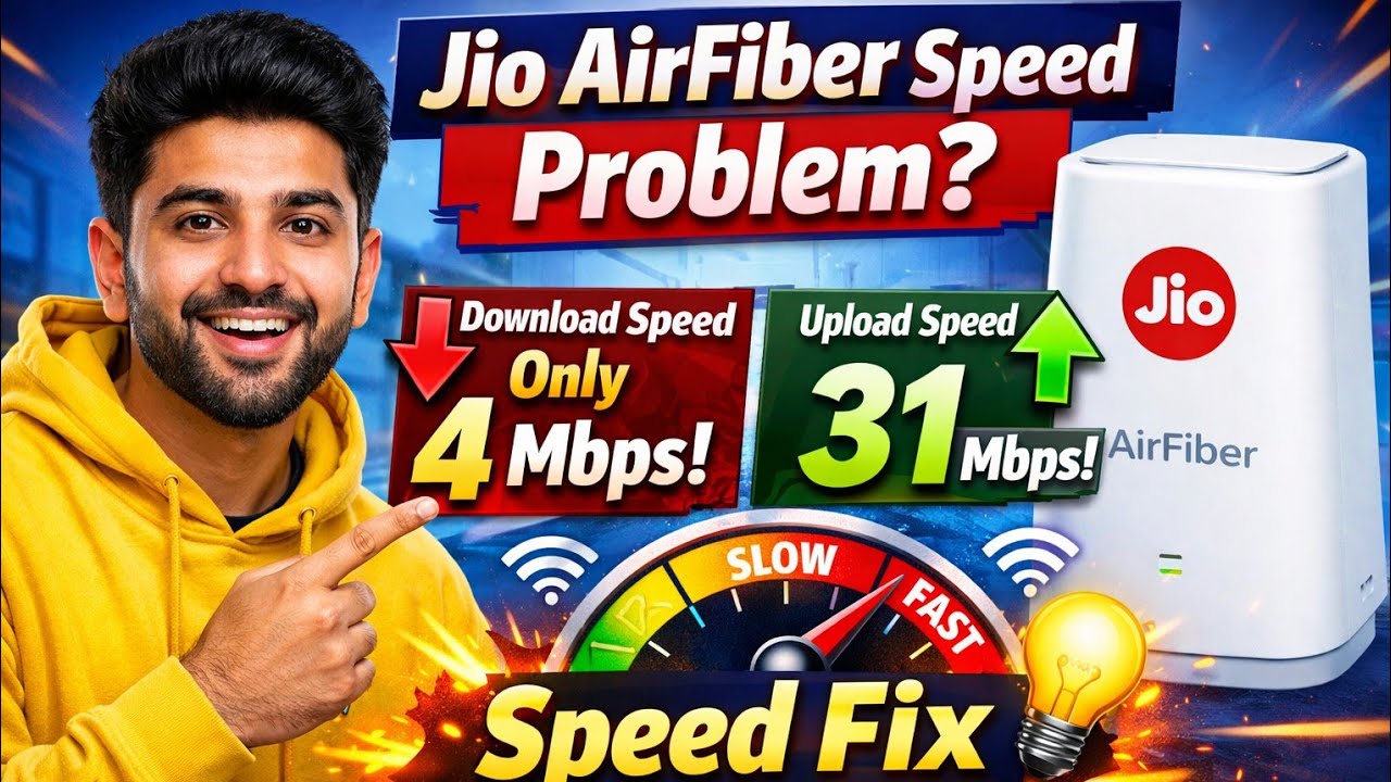 👉 &ldquo;Only 4 Mbps 😳 Jio AirFiber Slow Speed Fix ⚡ Full Solution 🔥&rdquo; #jioairfiber #speedprogram 