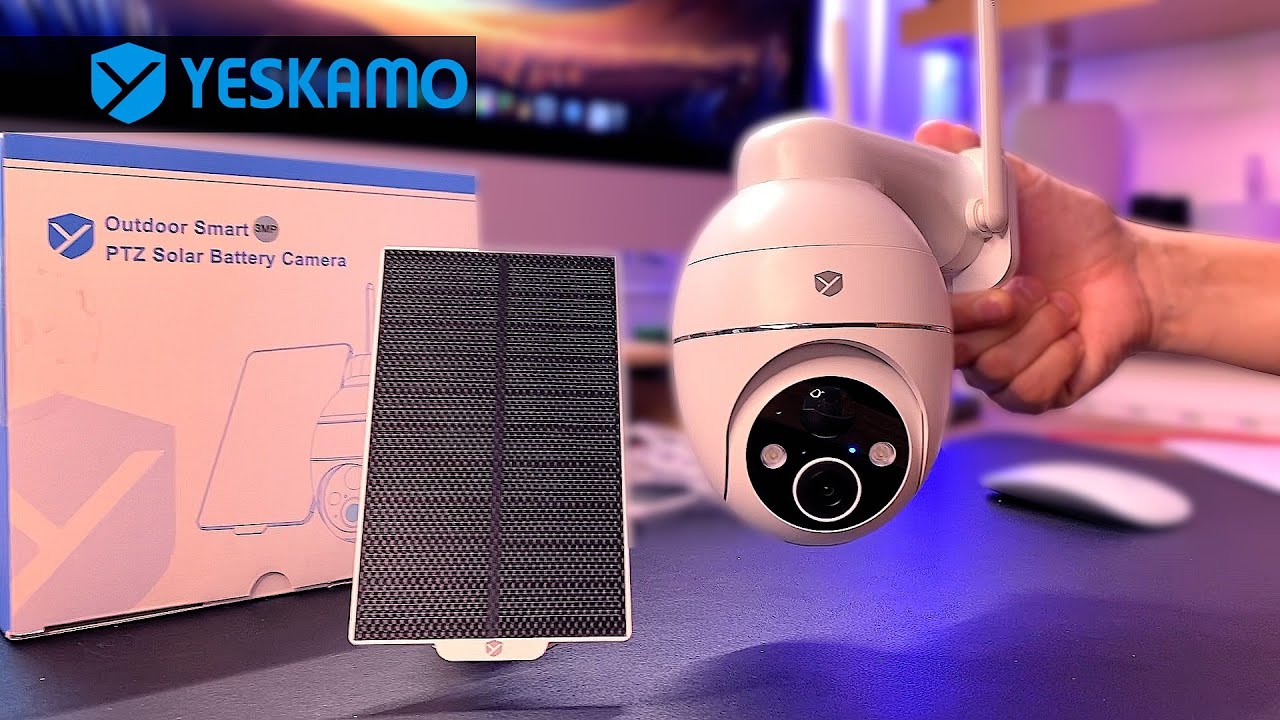 Caméra surveillance 2K extérieur et intérieur avec panneau solaire de la marque YESKAMO