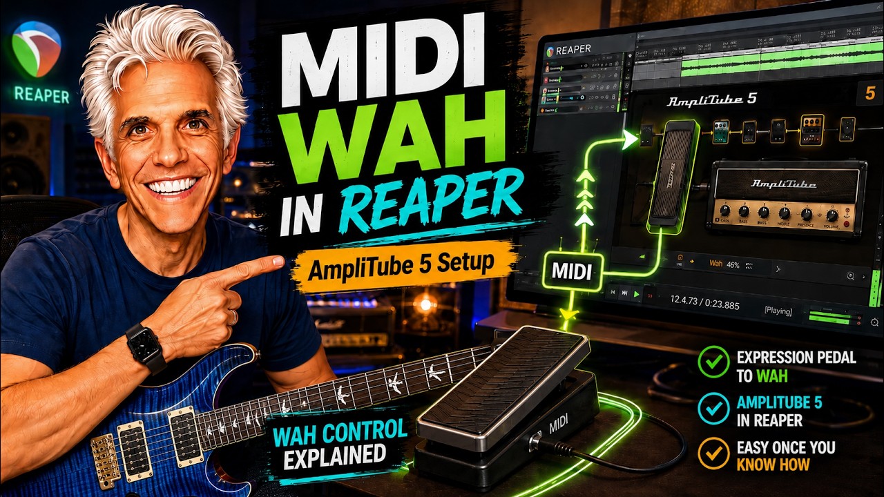 Подключите педаль экспрессии MIDI к эффекту «вау» в плагине AmpliTube 5 в Reaper