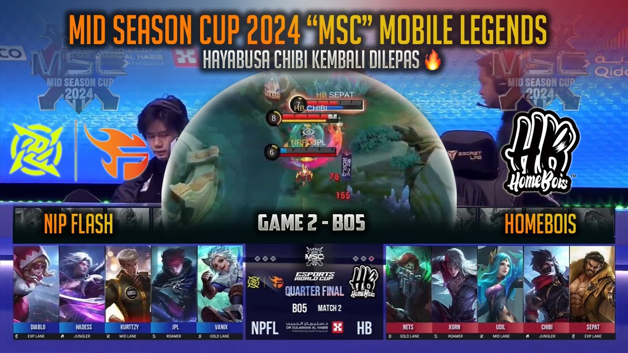 HAYABUSA CHIBI KEMBALI DI LEPAS 🔥 HOMEBOIS VS NIP FLASH GAME 2 - MID SEASON CUP 2024 MOBILE LEGENDS