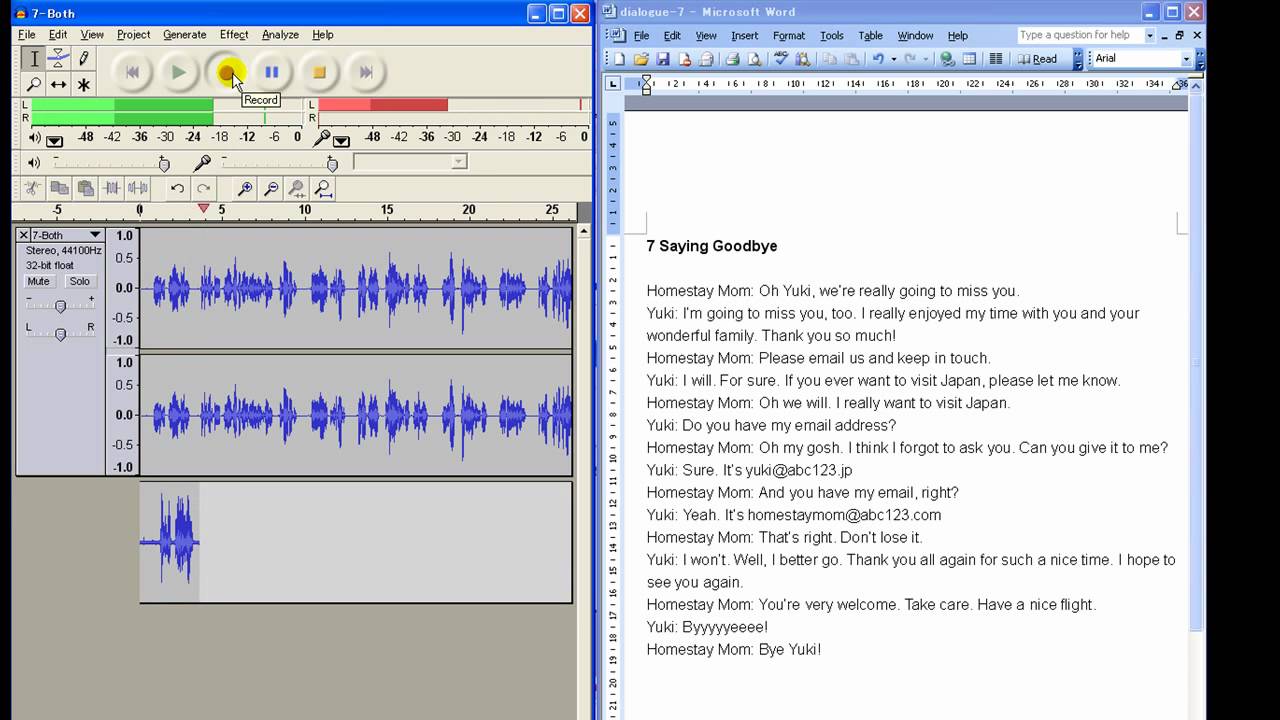Using Audacity to practice speaking languages (English)