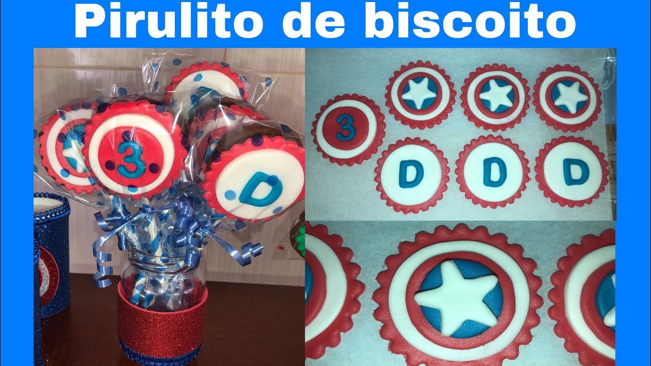 Pirulito de biscoito do Capitão América/escudo do Capitão América de pasta americana/preparativos 3