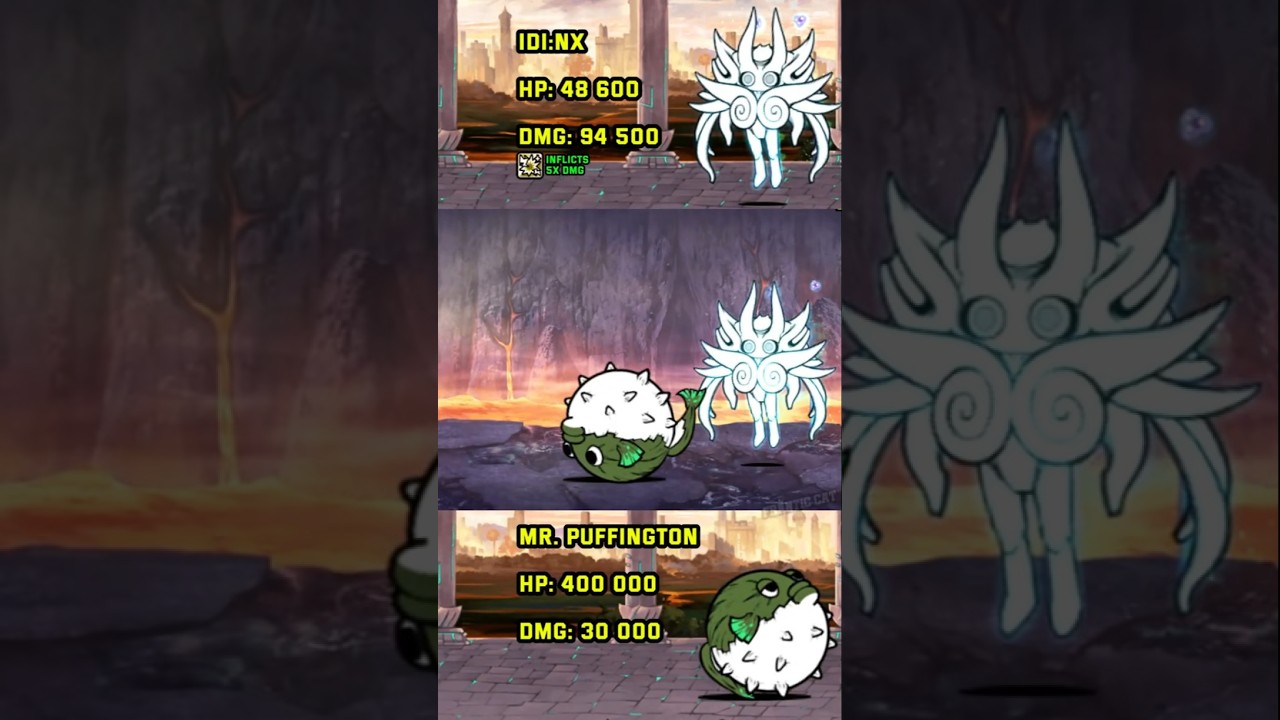 The Battle Cats : Mr. Puffington vs Idi:NX lv50 #shotrs #thebattlecats #bcu