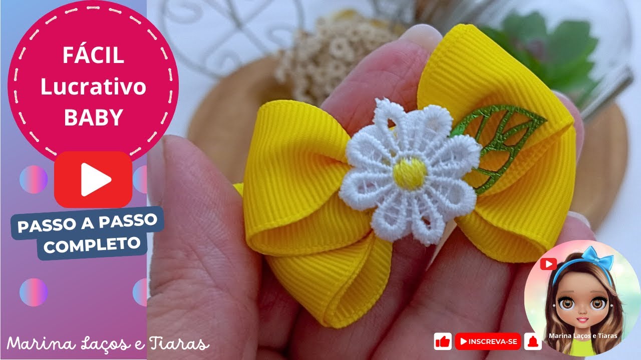 Mini Laço de 5cm! 📏 Faixinha de Seda para Recém-Nascidas! 👶 Luxo com Flor de Guipir! 🌸