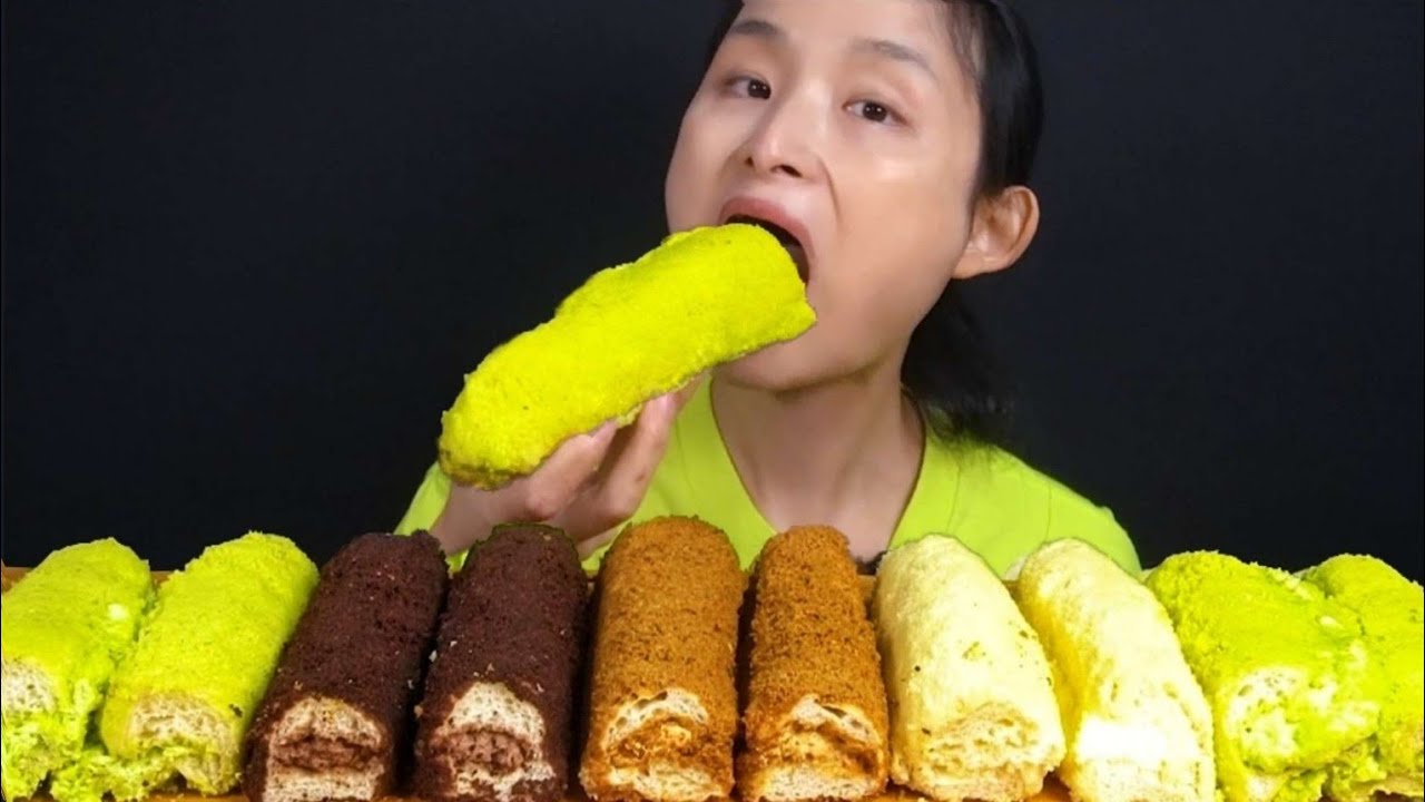 부드럽고 촉촉한 롤빵 먹방 (메론롤, 화이트롤, 모카롤, 초코롤)