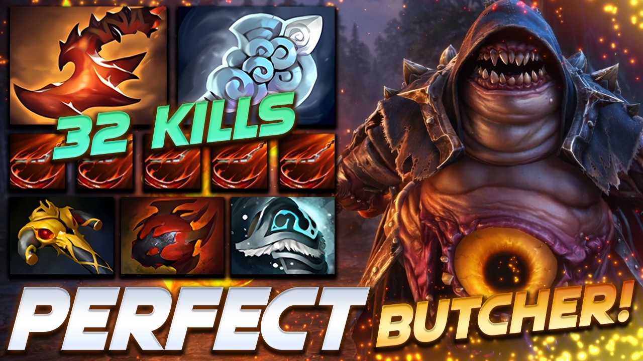 PUDGE 32 FRAGS PERFECT HOOK SHOW - Dota 2 Pro Gameplay [Watch & Learn]