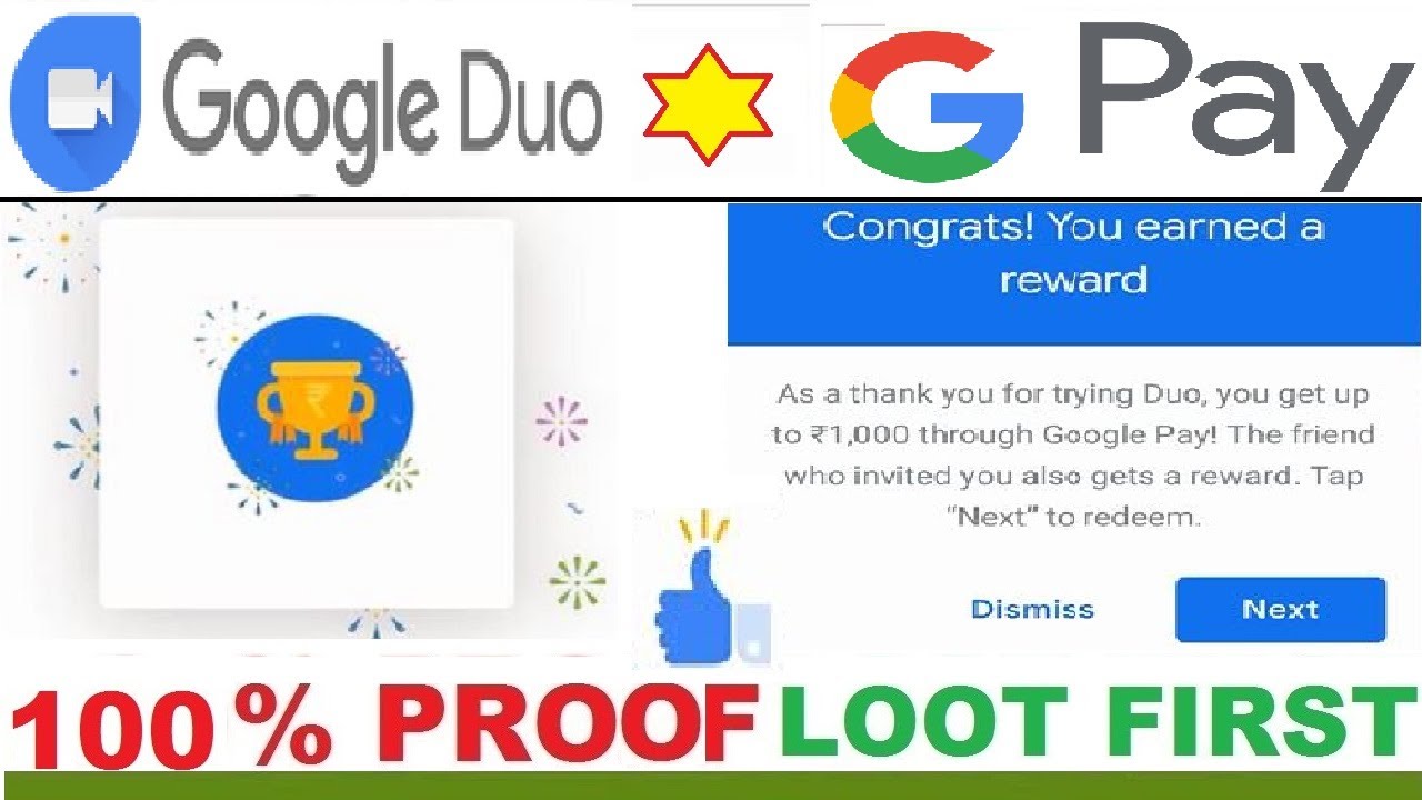 Google Duo Refer and Earn Payment Proof Google Duo Rewards google duo google pay scratch cards