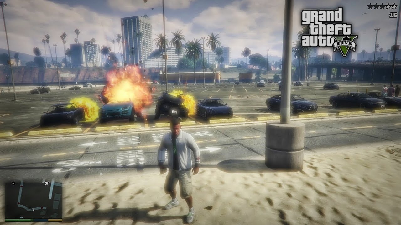 Explosive Mayhem: Blasting Every Car Behind Me in GTA!
