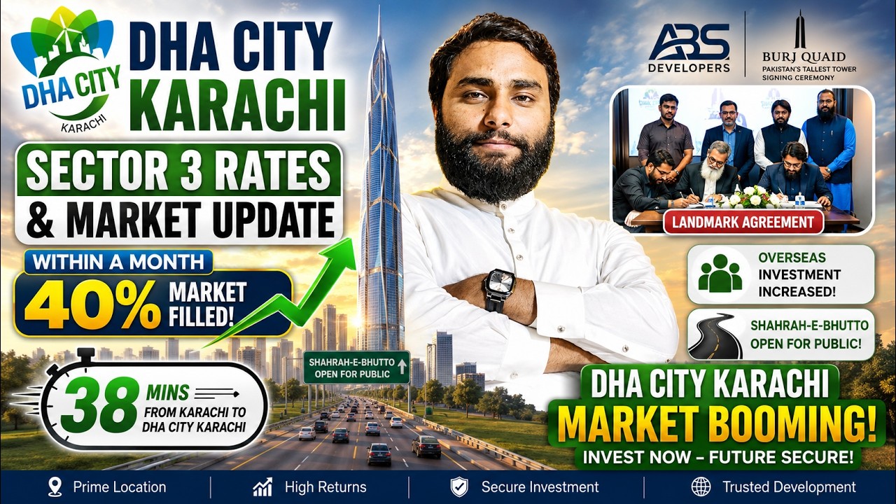 DHA City Karachi Sector 3 Rates Update | Market Up 40%?  🚀 | Burj Quaid & Shahrah-e-Bhutto Impact