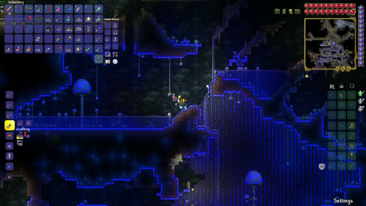 Terraria Let's Play - Classic Mode - 010 - Grinding mode and making mushroom biome