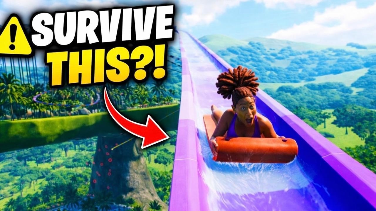 Can you Survive these floating Water Slides🎢?! [Planet Coaster 2]